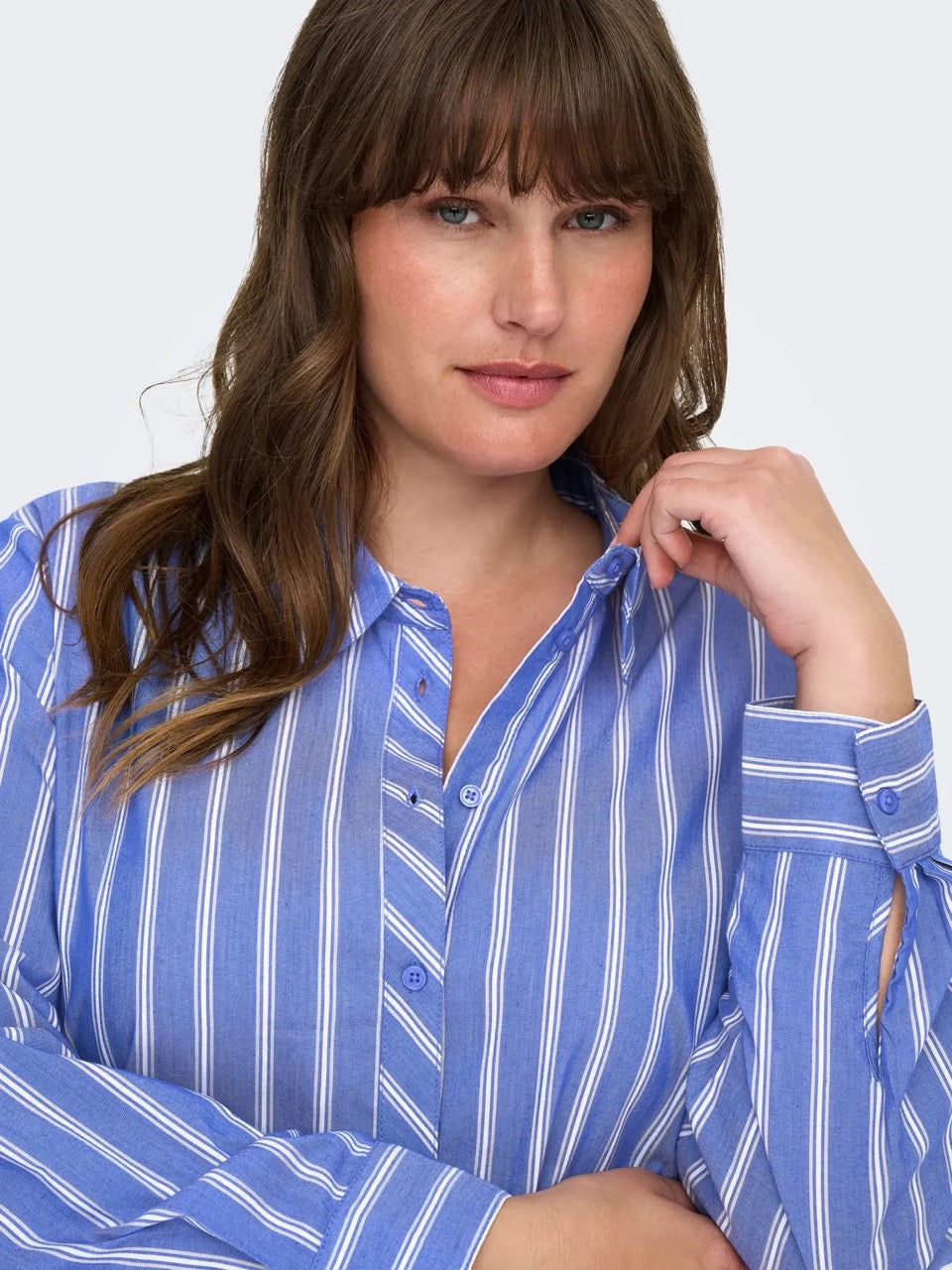 stribet blå skjorte ONLY Carmakoma CARLIAH Shirt Cloud Dancer