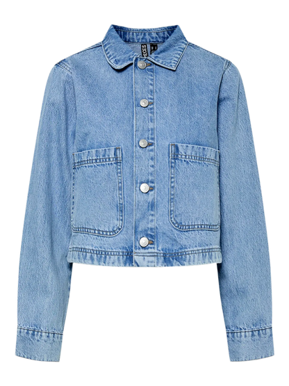 lyseblå denimjakke PIECES PCSKY Denim Jacket Light Blue Denim