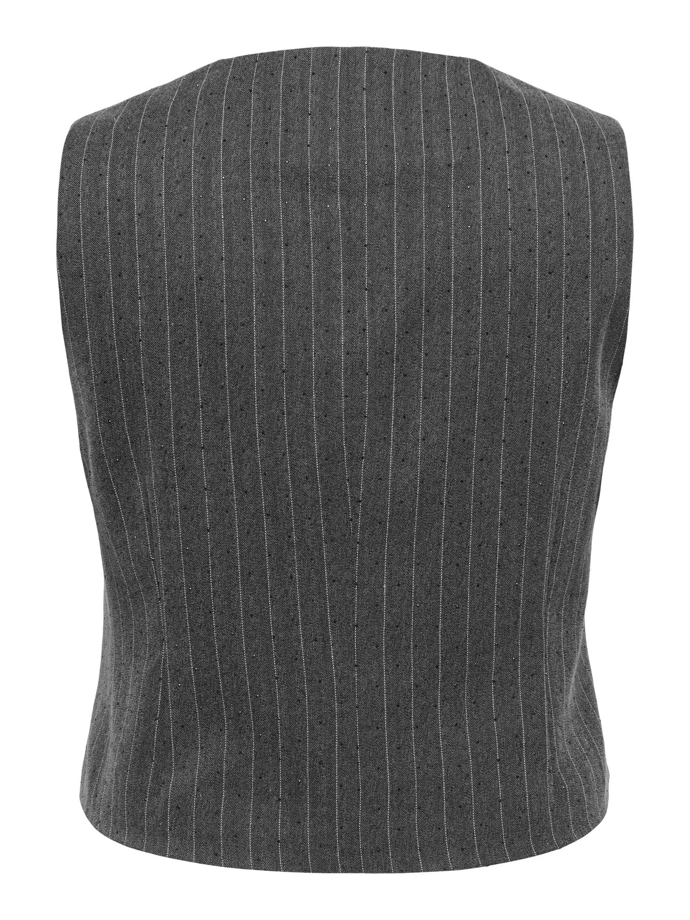 ONLY Carmakoma CARSIGA Waistcoat | Dark Grey Melange/Pinstripe W. Rhinestone