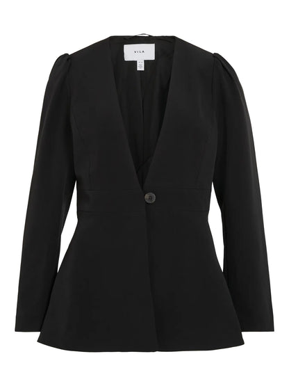 VILA VIRASA L/S SINCHED WAIST BLAZER | Black