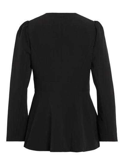 VILA VIRASA L/S SINCHED WAIST BLAZER | Black