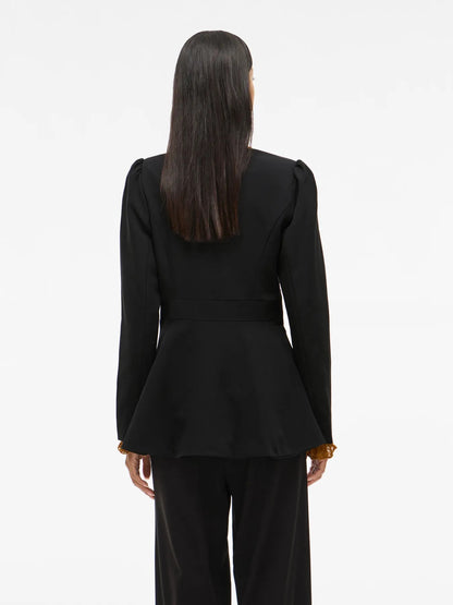 VILA VIRASA L/S SINCHED WAIST BLAZER | Black