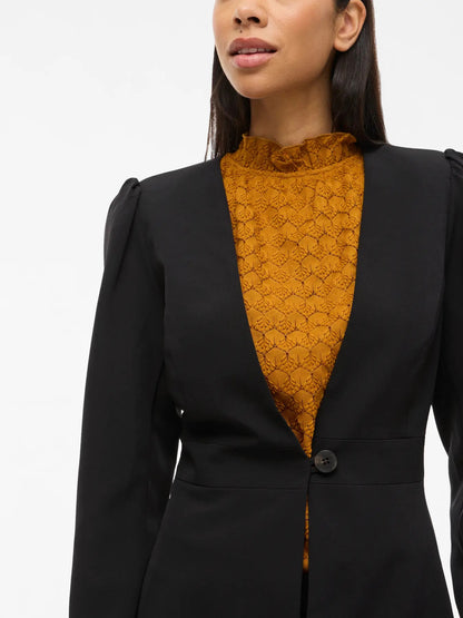 VILA VIRASA L/S SINCHED WAIST BLAZER | Black