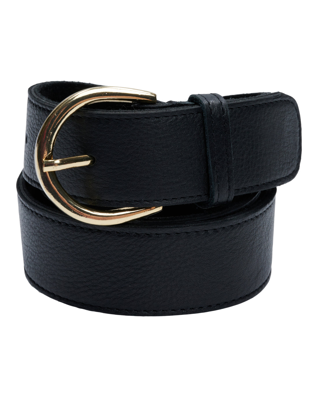 Sort læderbælte med guldspænde Tim & Simonsen Anni Jeans belt Black-gold