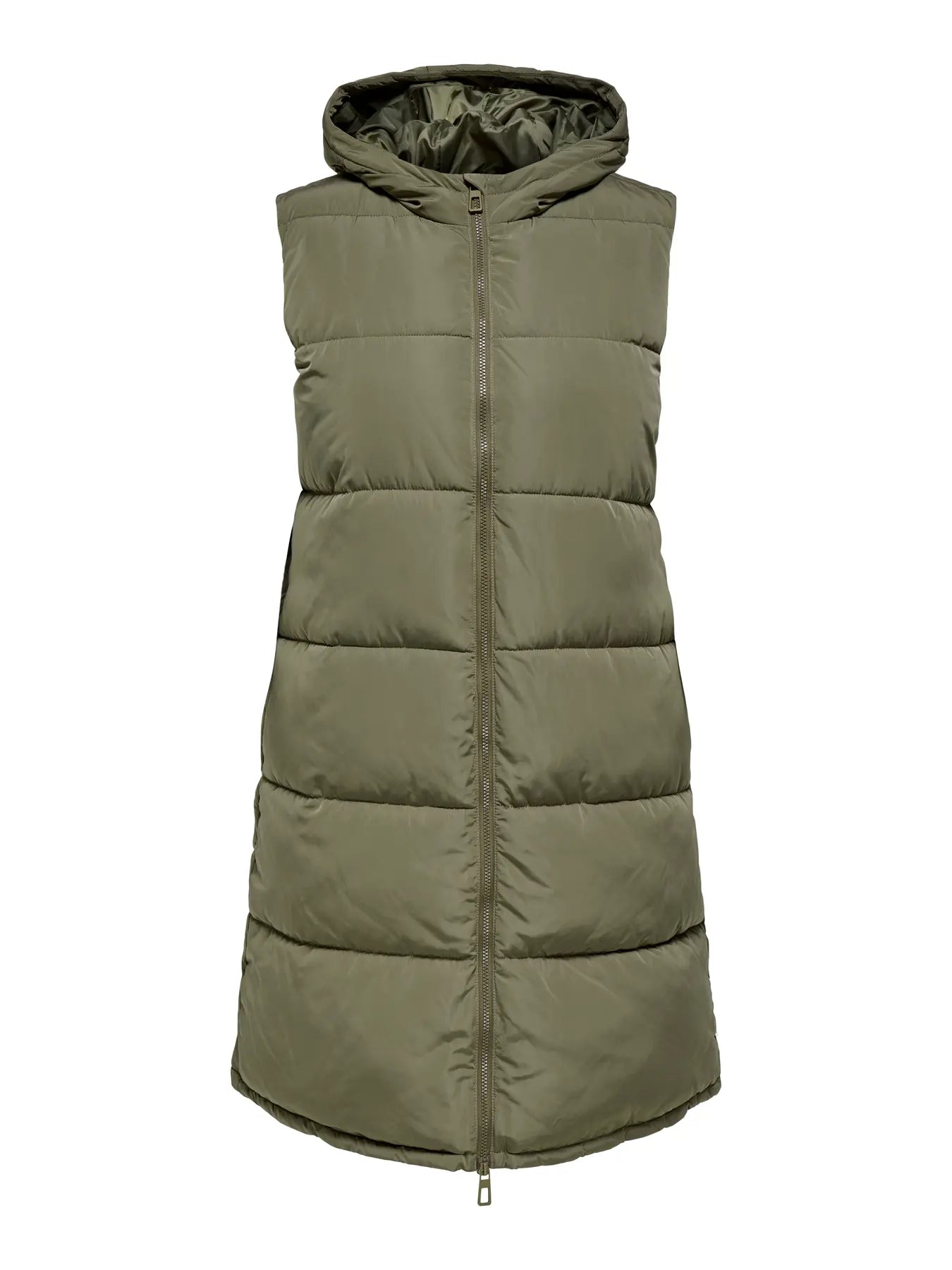lang grøn vest vatteret ONLY Carmakoma CARALINA Long Waistcoat Stone Gray