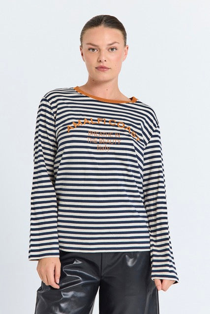 stribet bluse Freequent FQJEMMA- TEE Salute w. Moonbeam