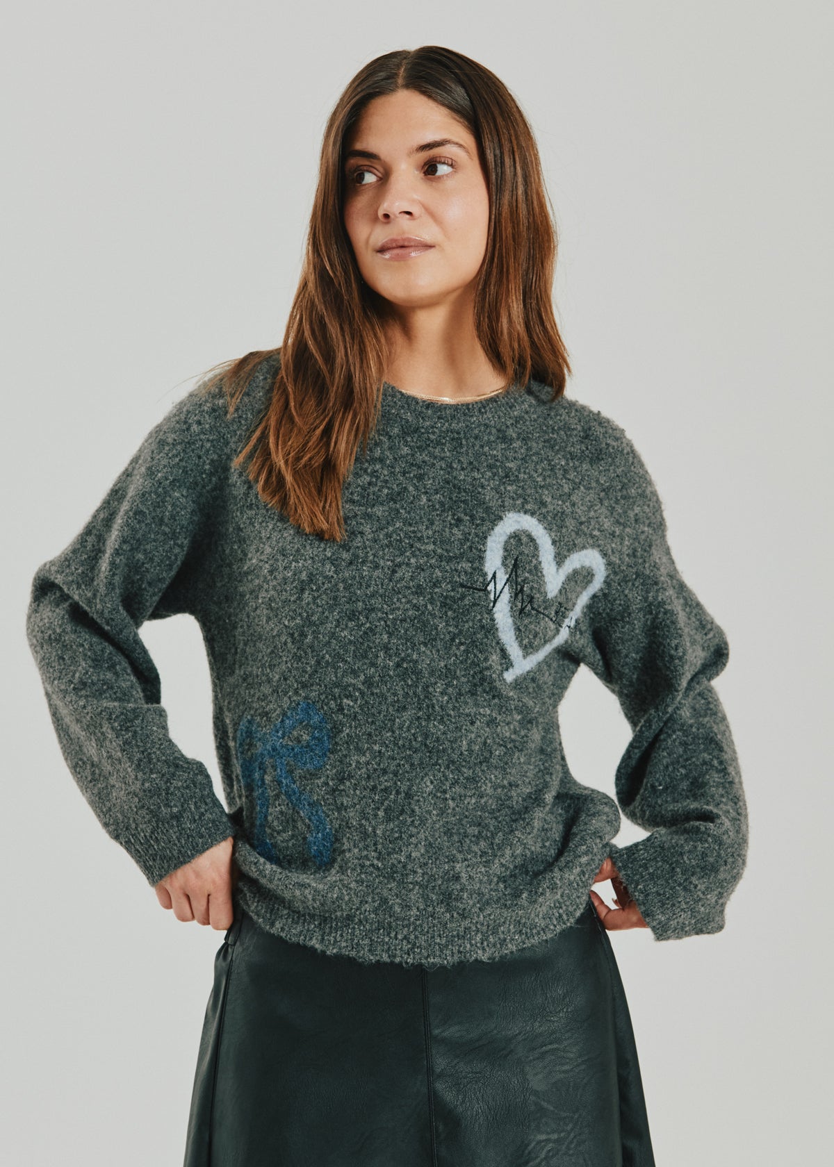 Freequent - FQNOMAS-PULLOVER - Light Char Mel w Vint Indi Mel