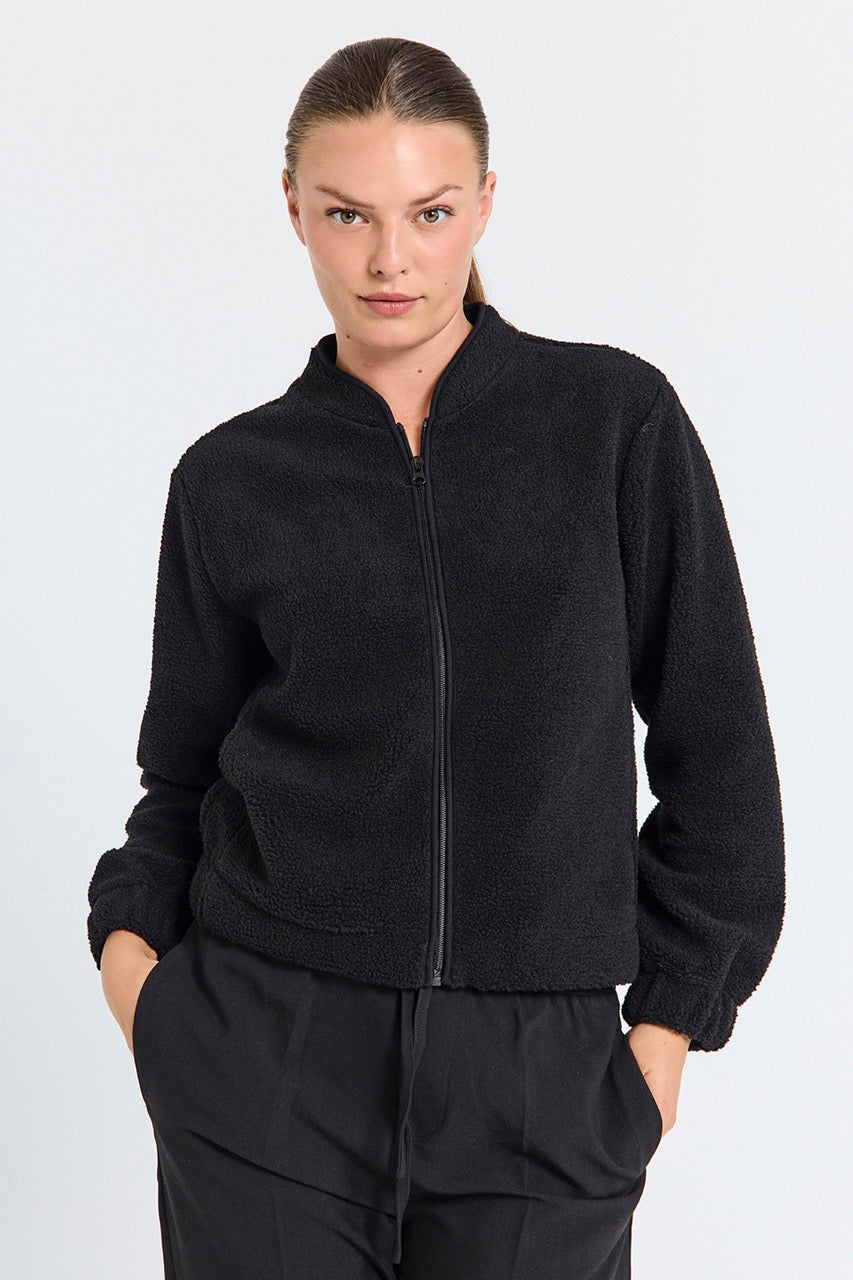 sort plys jakke i teddy kvalitet. Freequent FQTEDDY-JACKET | Black