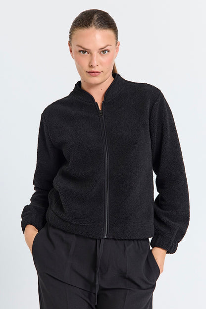 sort plys jakke i teddy kvalitet. Freequent FQTEDDY-JACKET | Black