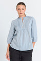 let blå bluse med diskrete striber. Freequent FQNALEEN-BLOUSE Vintage Indigo Melange