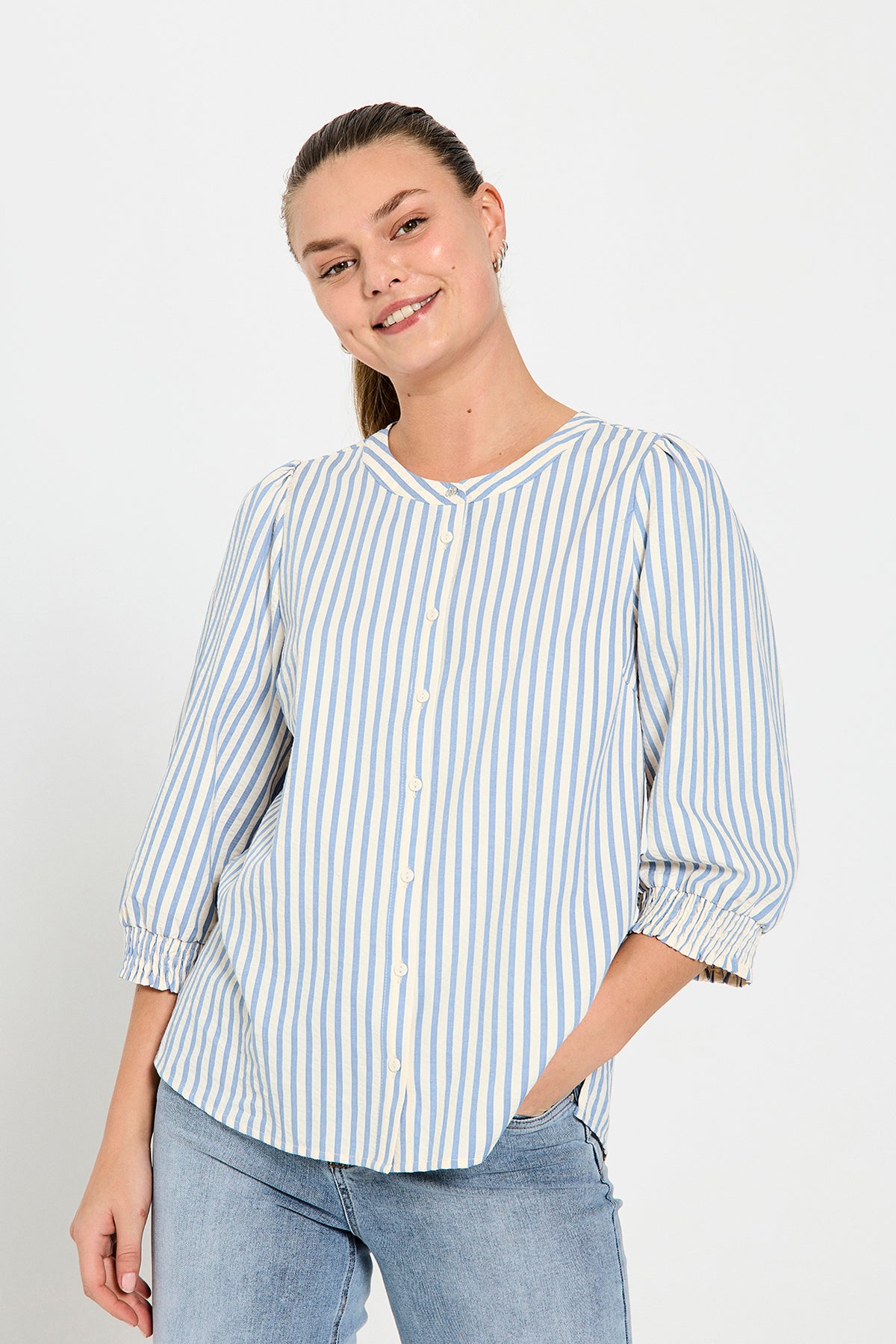 Freequent Chambray Blue w. Star Off-white | FQABY-SHIRT