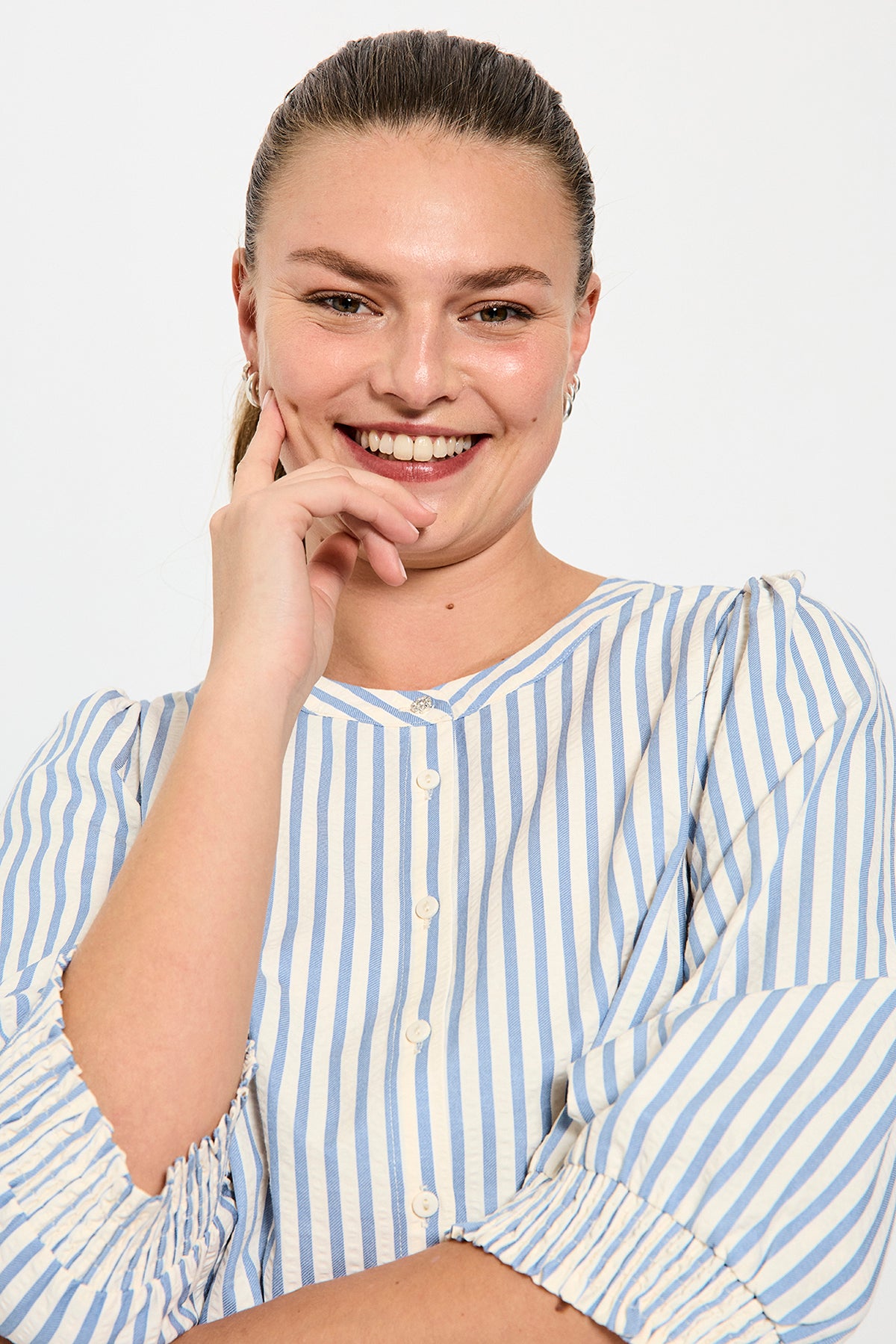 Freequent Chambray Blue w. Star Off-white | FQABY-SHIRT