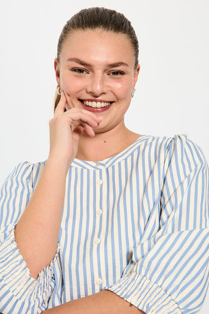 Freequent Chambray Blue w. Star Off-white | FQABY-SHIRT