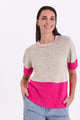 Freequent - FQESTAPPER-PULLOVER - Moonbeam w. Fuchsia Purple