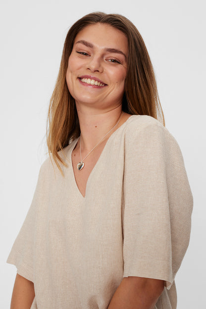 Freequent FQLAVA-BLOUSE | Simply Taupe w. Off-white