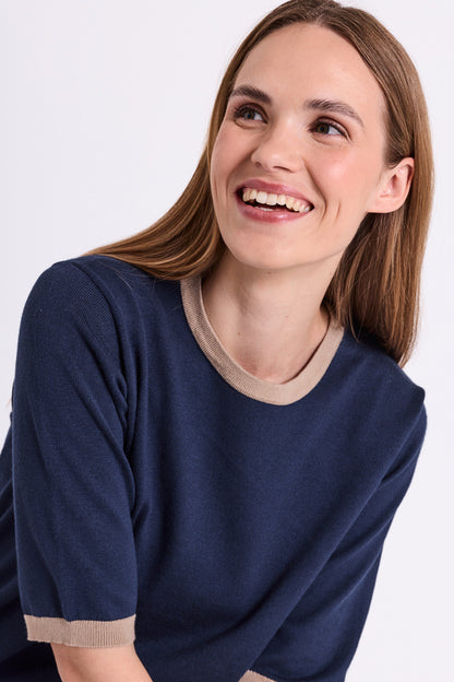 FQKATIE-PULLOVER - NAVY BLAZER MIT SILBERNEM NERZ