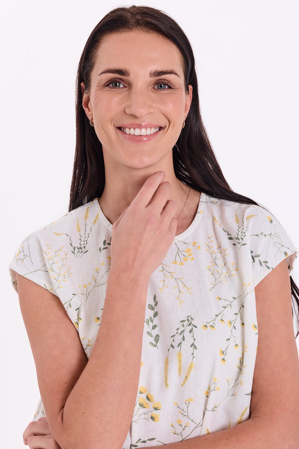 FQLALUNA-BLOUSE - BRILLIANT WHITE W. GOLDEN HAZE