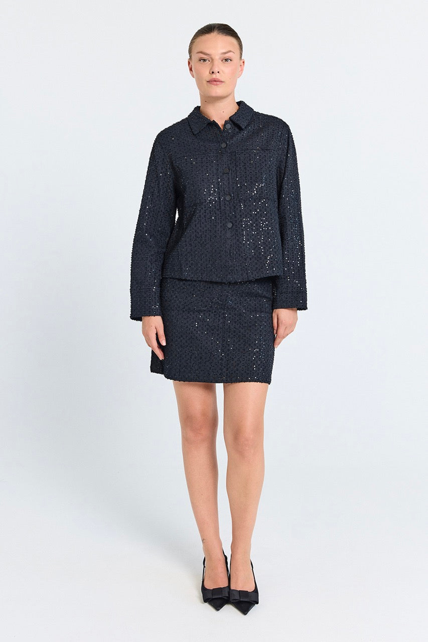 glitrende kort sort jakke med pallietter. Freequent FQSHOW-JACKET Black
