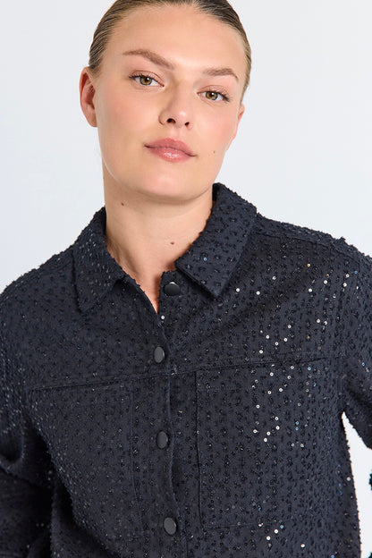 glitrende kort sort jakke med pallietter. Freequent FQSHOW-JACKET Black