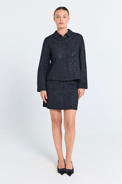 kort sort nederdel med palietter. Freequent FQSHOW-SKIRT Black