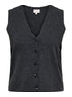 grå strikvest med v-hals og knaplukning. ONLY Carmakoma CARBETINA Vest Dark Grey Melange