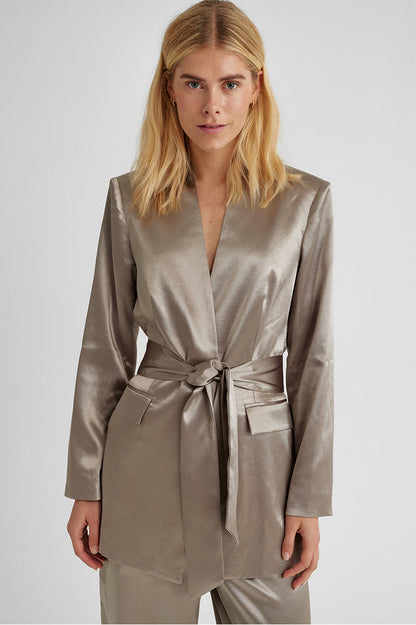 Freequent Desert Taupe Metallic INDOOR JACKETS | FQSATIN-BLAZER