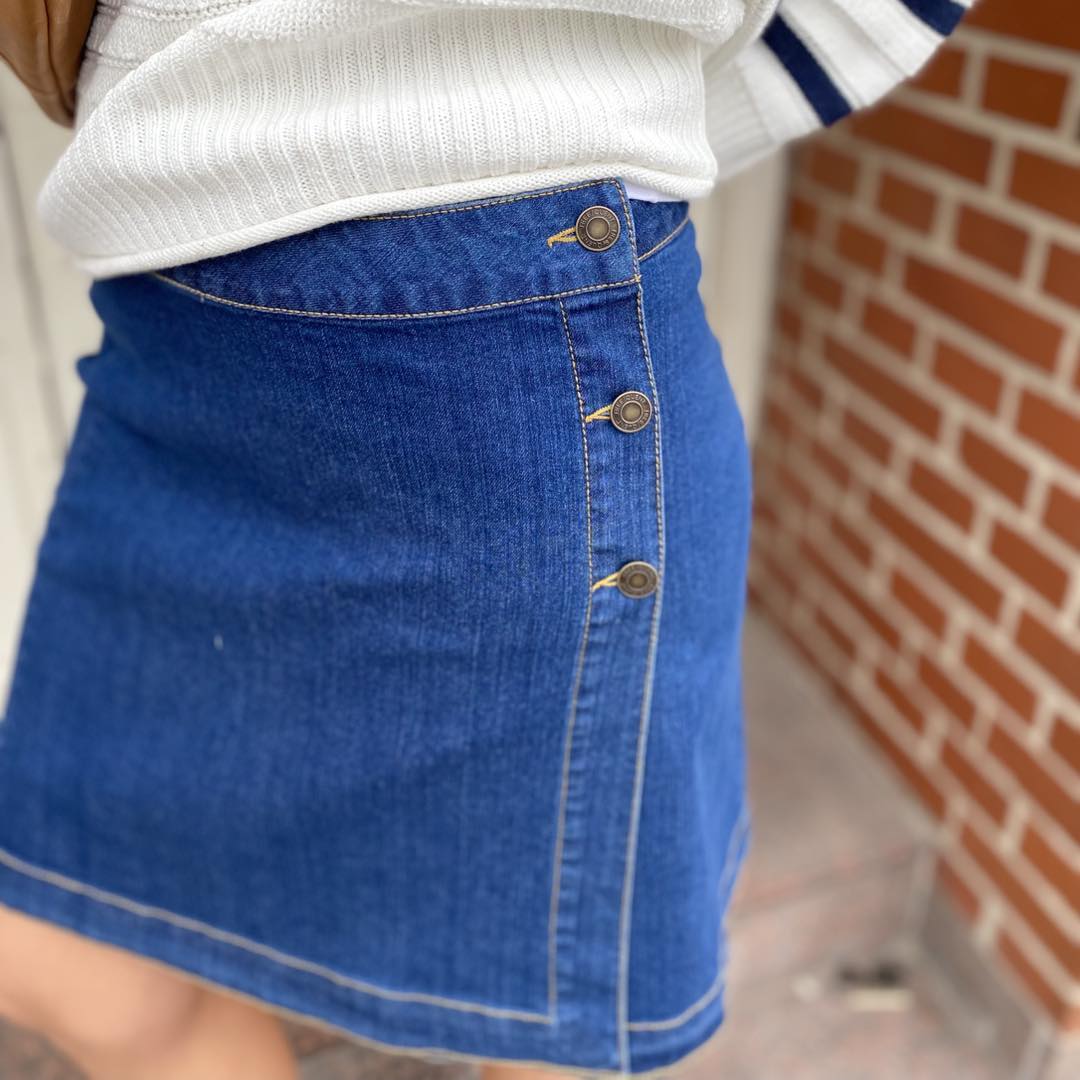 denimnederdel med knapper i siden Freequent FQLORI-SKIRT