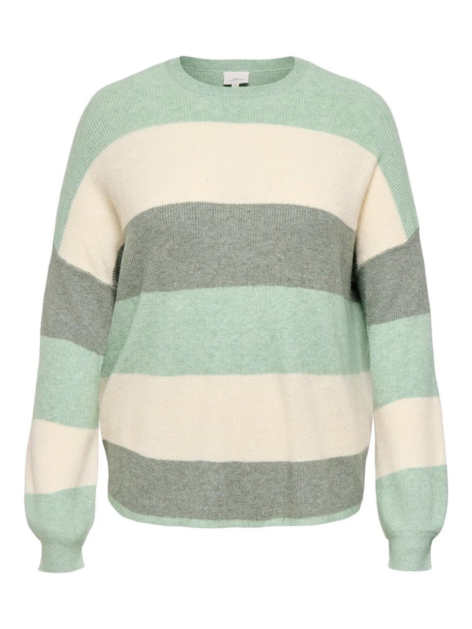 stribede striktrøje i grøn ONLY Carmakoma CARATIA Stripe Pullov green