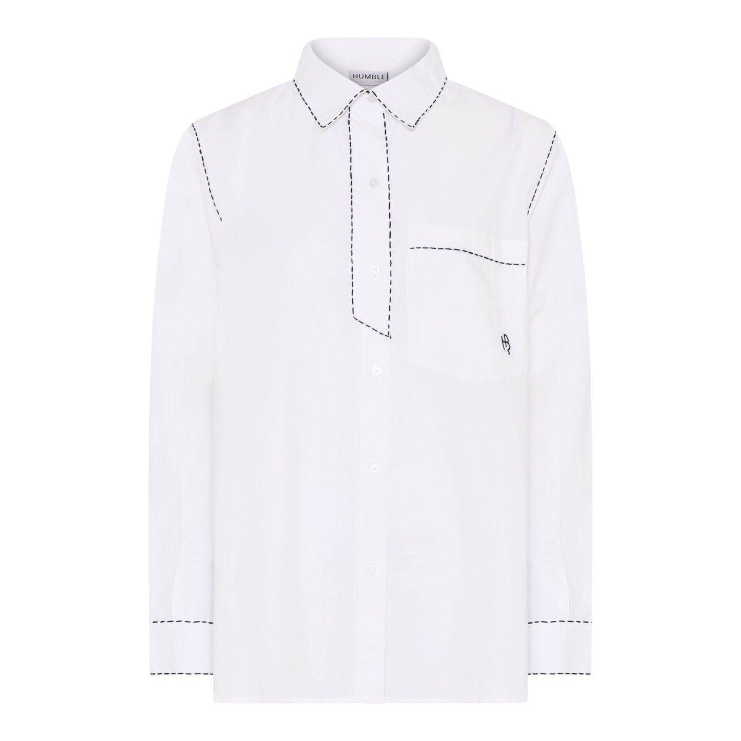 Humble hvid skjorte med sorte syninger HELENAHBS SHIRT White combi