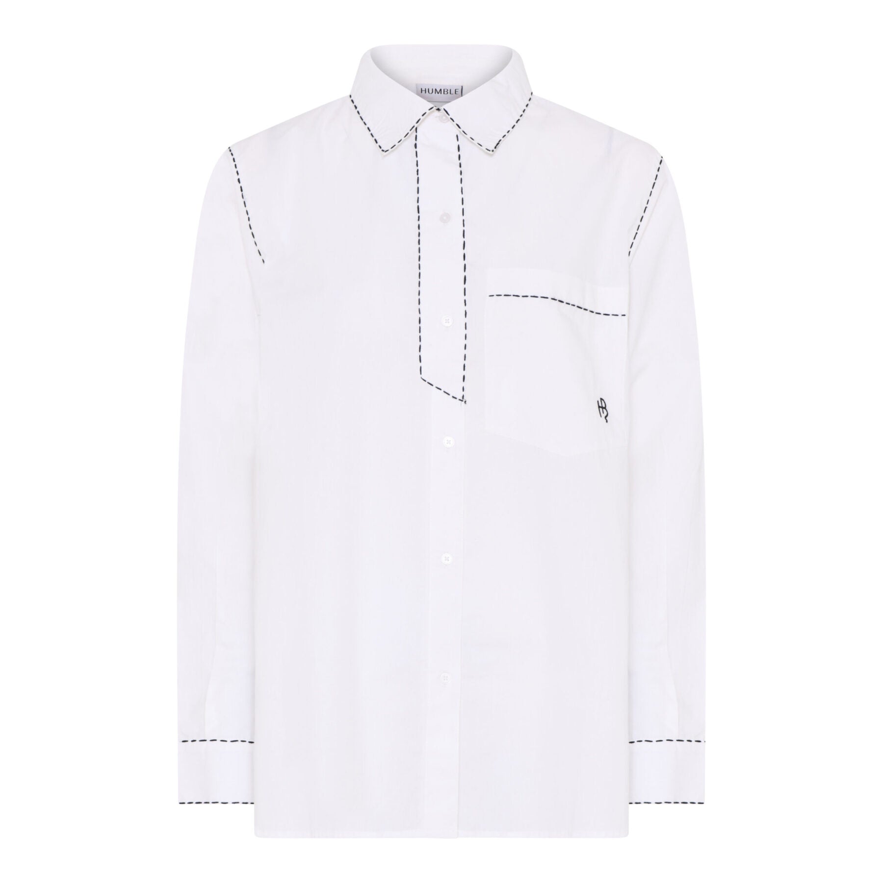 Humble hvid skjorte med sorte syninger HELENAHBS SHIRT White combi