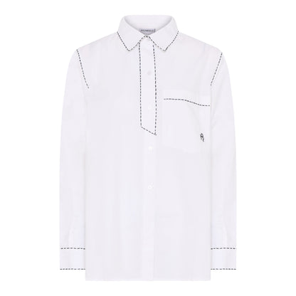 Humble hvid skjorte med sorte syninger HELENAHBS SHIRT White combi