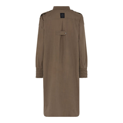 Humble brun skjortekjole knappedetalje og logo på ryggen HONEYHBS DRESS Cub