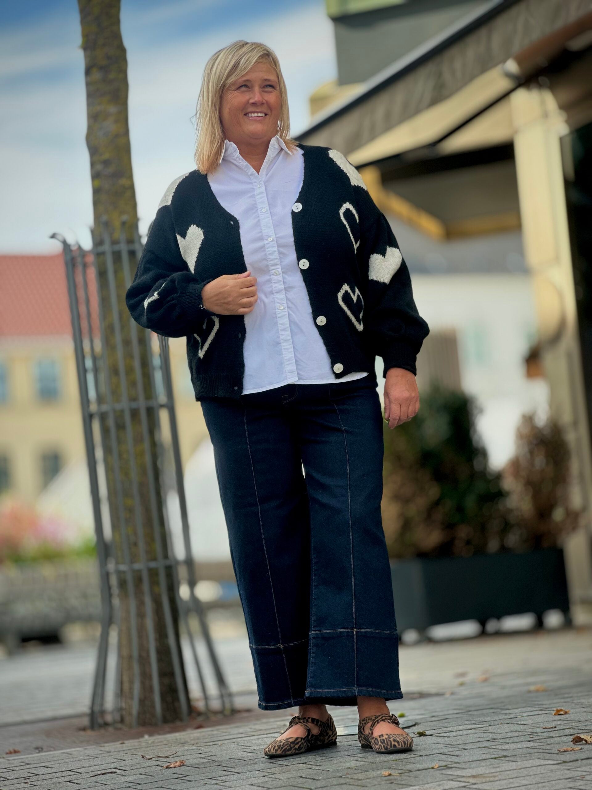 MIND by lene strik cardigan med hjerter | sort