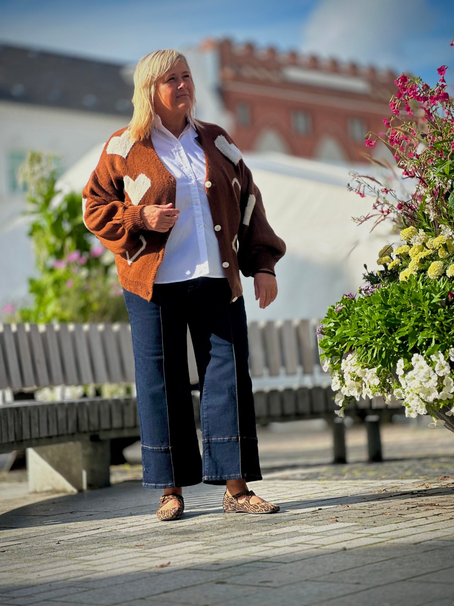 MIND by lene strik cardigan med hjerter | brun