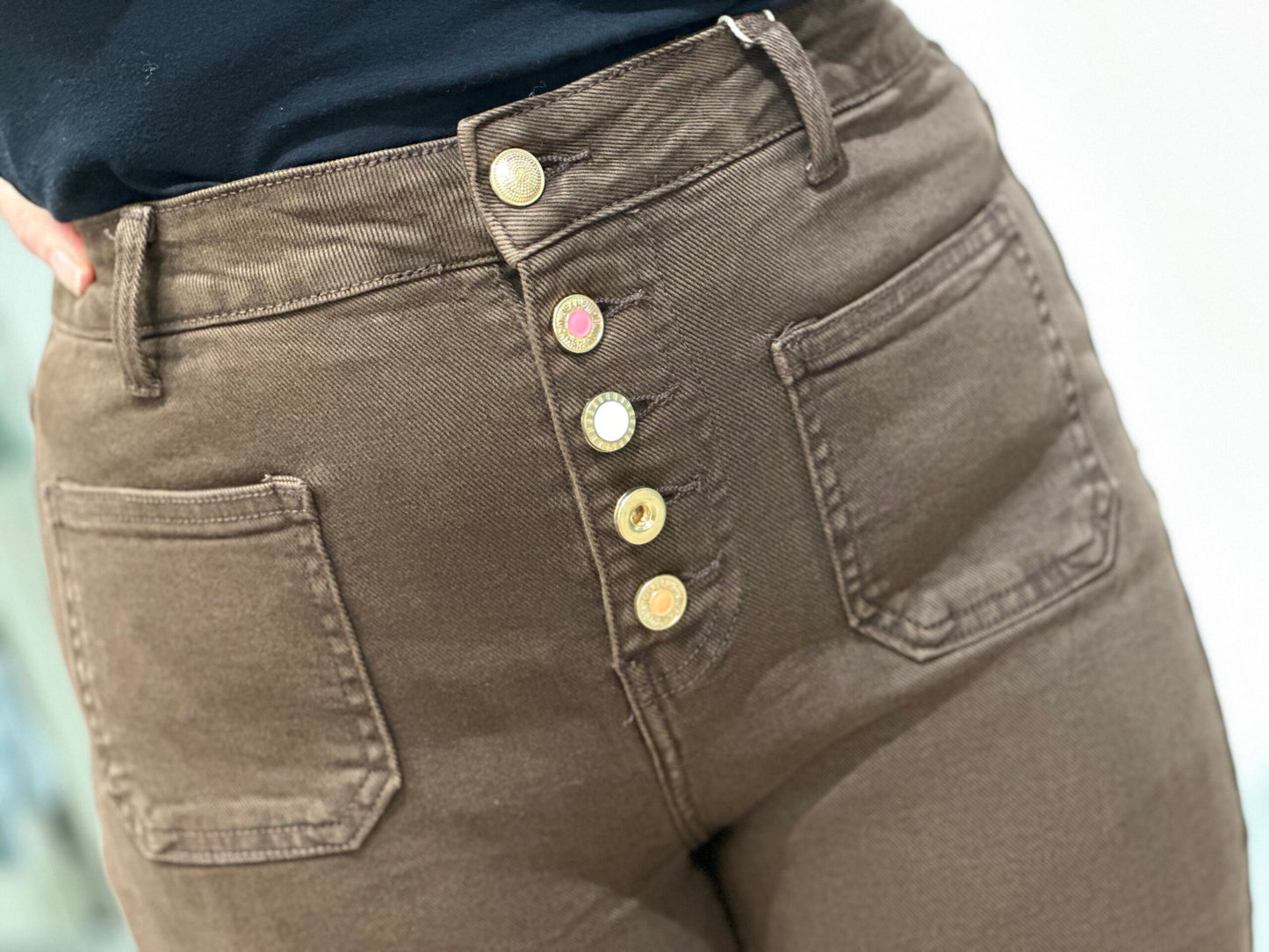 MIND by lene brune jeans med knapper | Str. 38 - 48