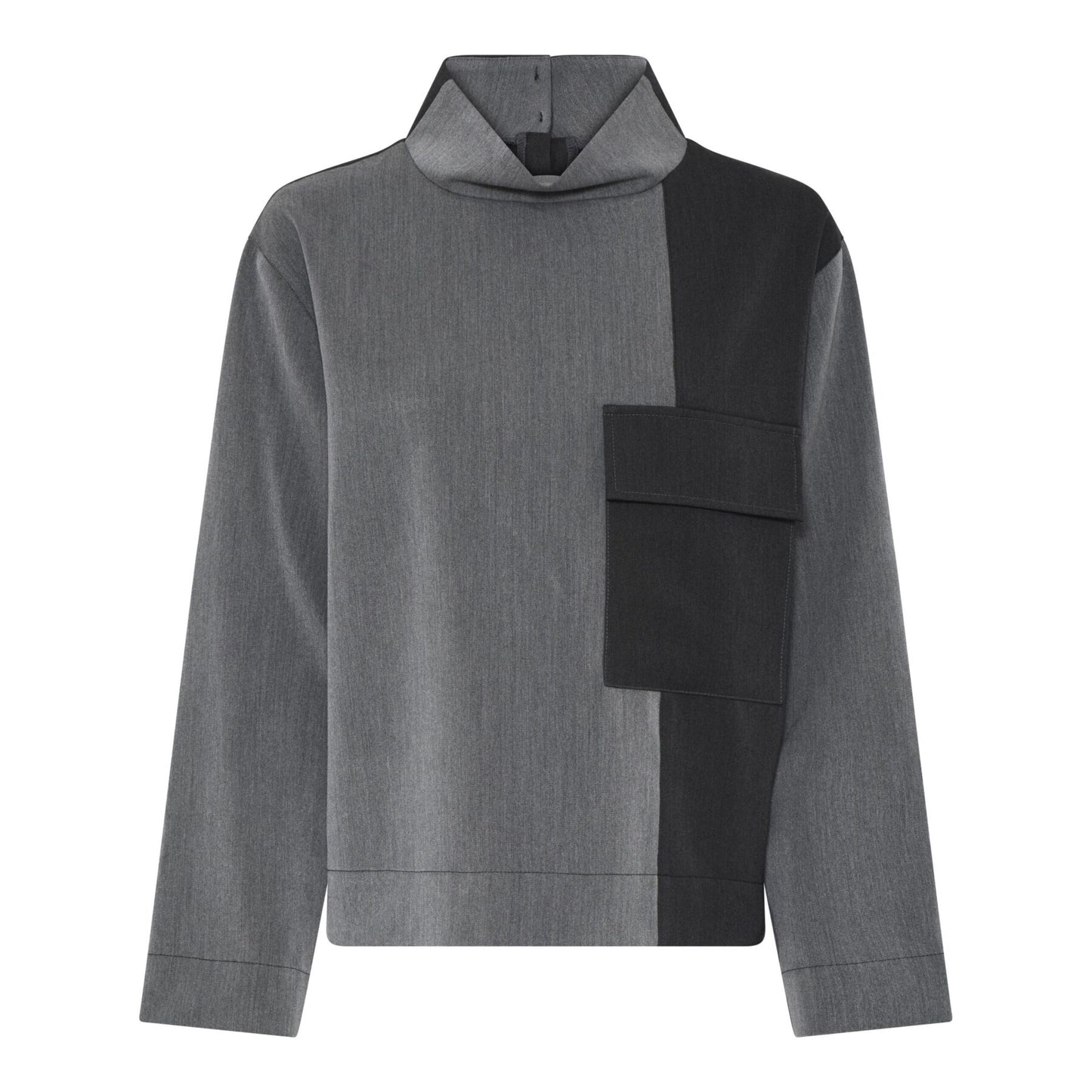 Humble IreenHbs blouse shadow combi langærmet bluse med høj hals og en stor brystlomme