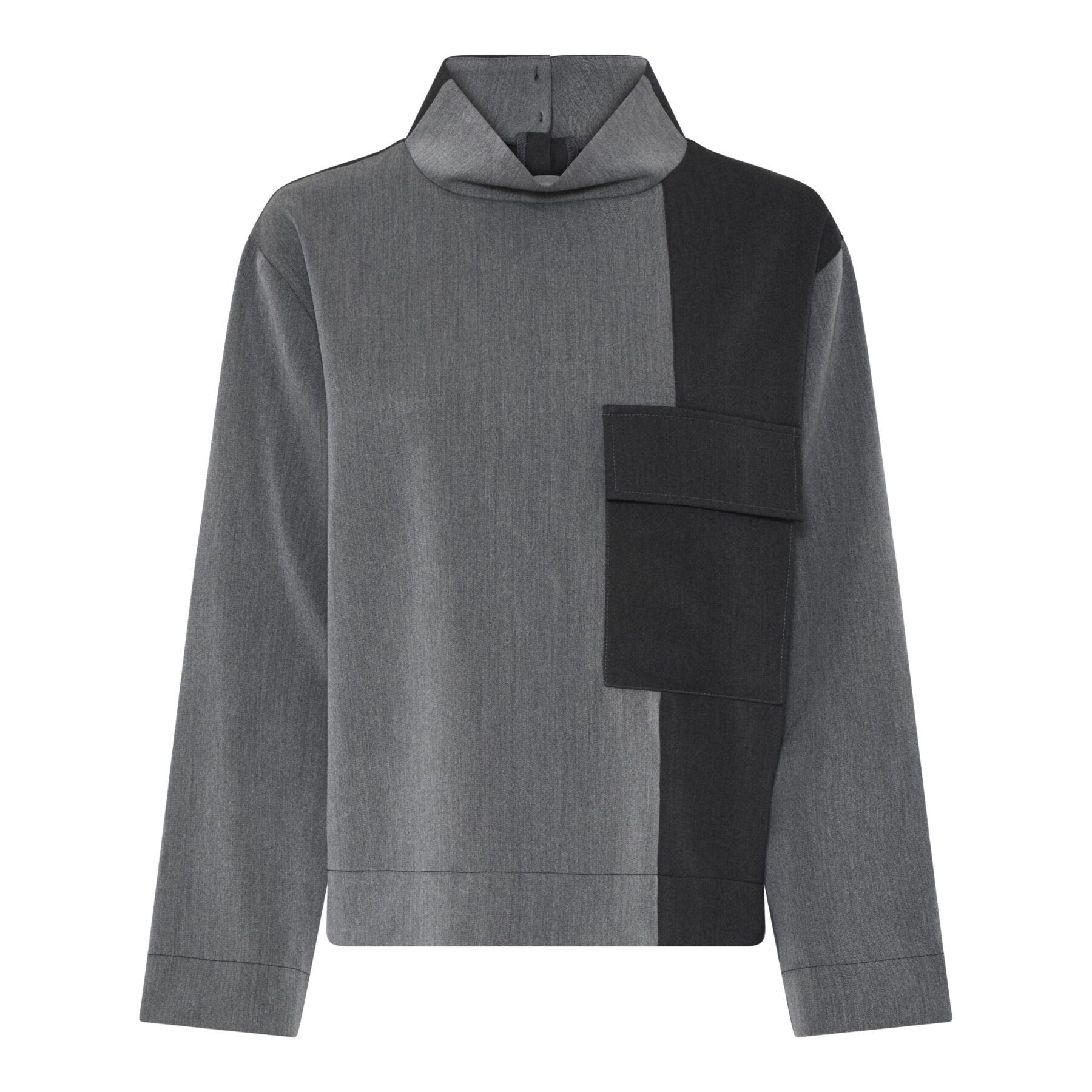 Humble IreenHbs blouse shadow combi langærmet bluse med høj hals og en stor brystlomme