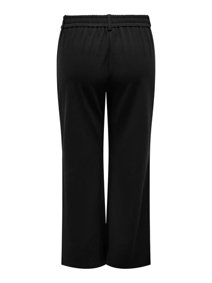 bagpå sorte bukser med lige ben. ONLY Carmakoma CARGOLDTRASH Straight Pant Black