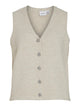 beige strik vest VILA VILYLA S/L V-Neck Knit Button Top Birch