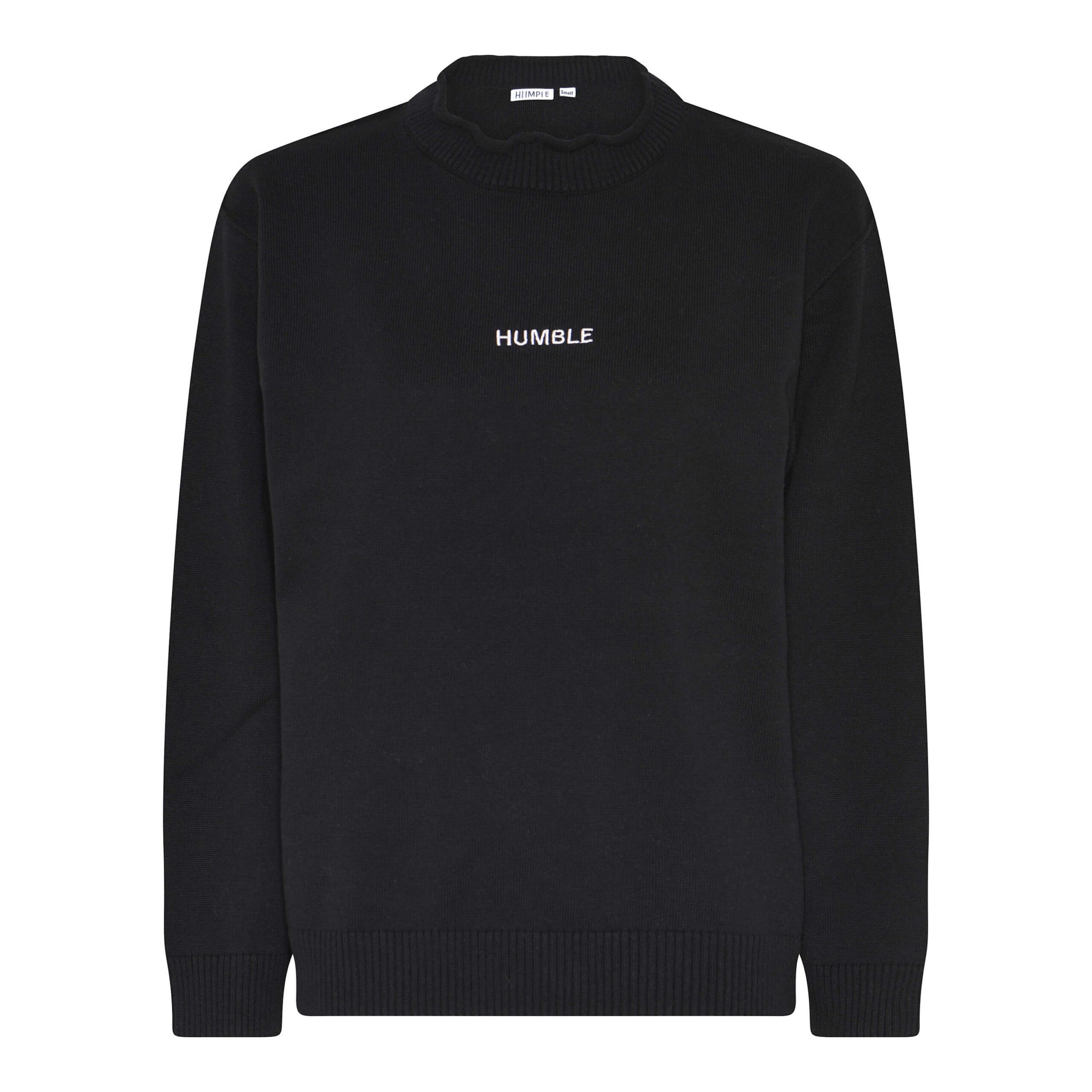 sort strik med hvidt logo foran. Humble JazzHBS pullover Black