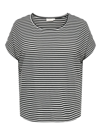 ONLY Carmakoma CARMOSTER STRIPE S/S O-NECK TOP JRS NOOS | Night Sky CLOUD DANCER