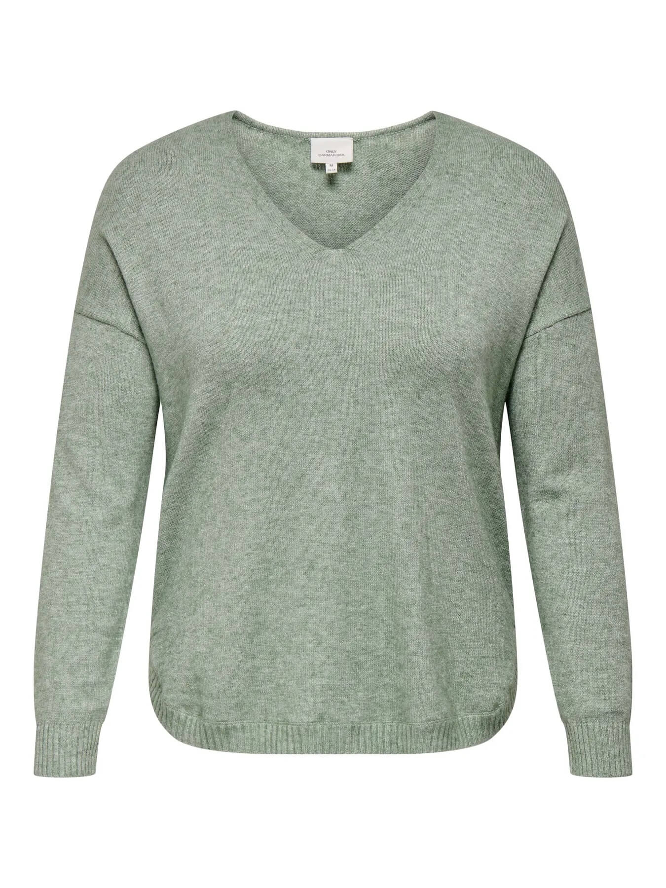 grøn strik med v-hals ONLY Carmakoma CARMARGARETA Pullover Basil
