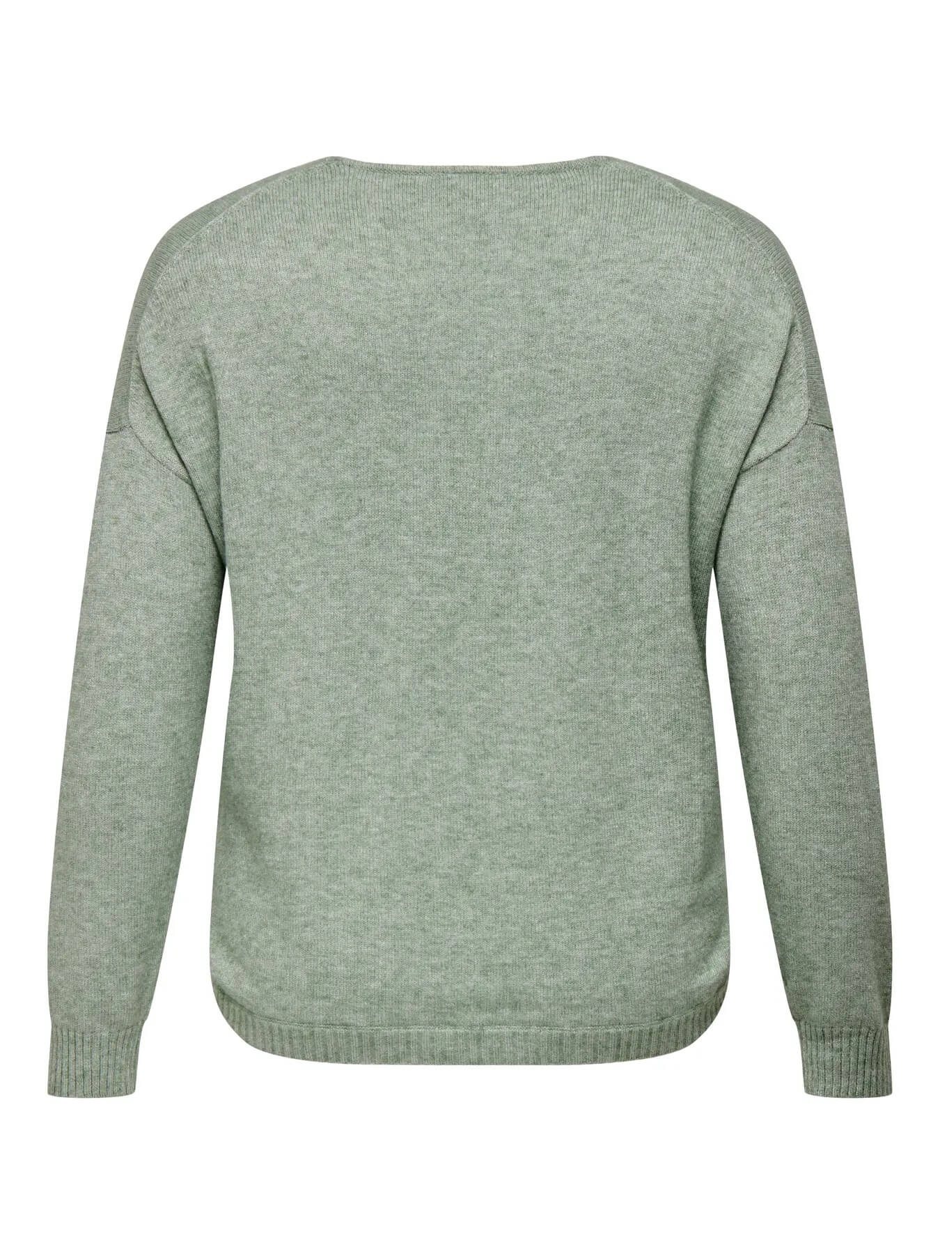 ryggen af grøn strik med v-hals ONLY Carmakoma CARMARGARETA Pullover Basil