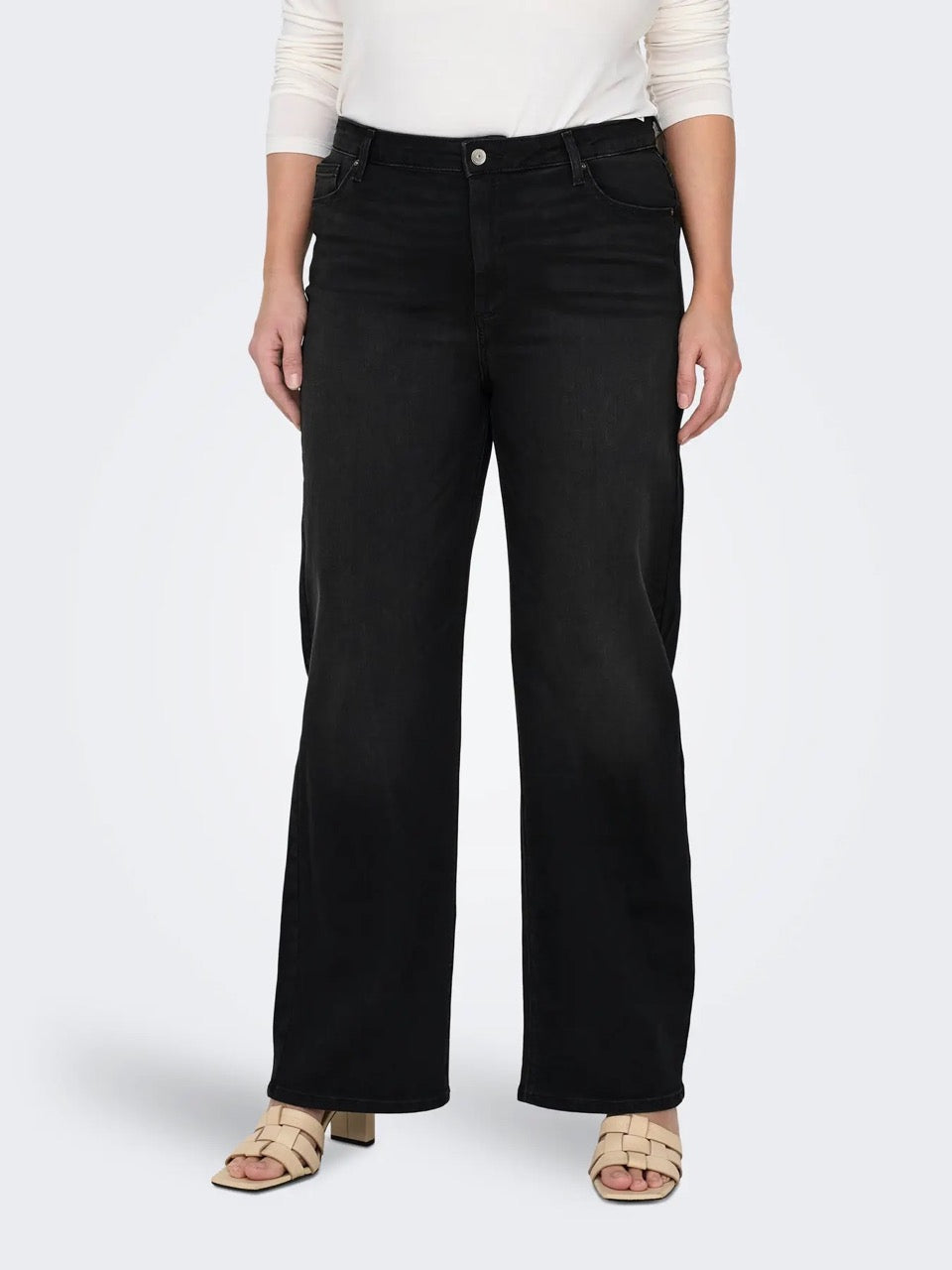 ONLY Carmakoma CARWILLY HW WIDE JEANS | Black Denim