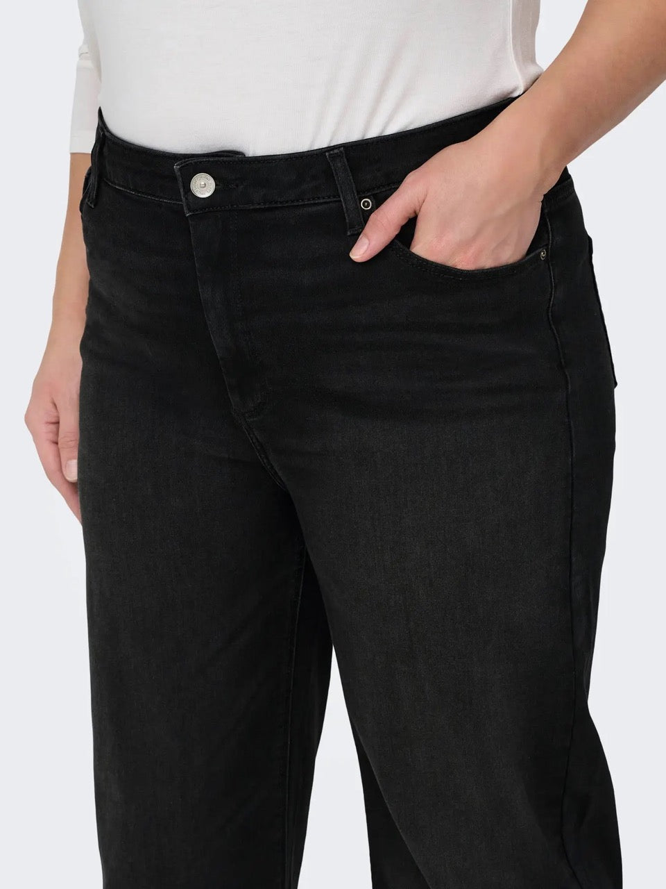 ONLY Carmakoma CARWILLY HW WIDE JEANS | Black Denim