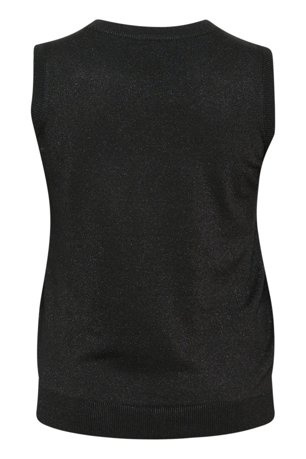 Kaffe Curve Black KCregitta Slipover finstrikket sort top med rund hals