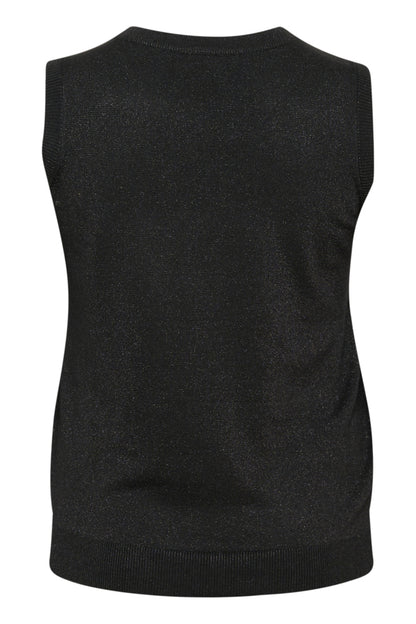 Kaffe Curve Black KCregitta Slipover finstrikket sort top med rund hals