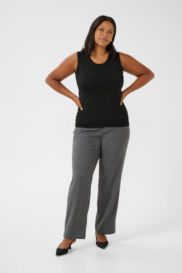 Kaffe Curve Black KCregitta Slipover finstrikket sort top med rund hals