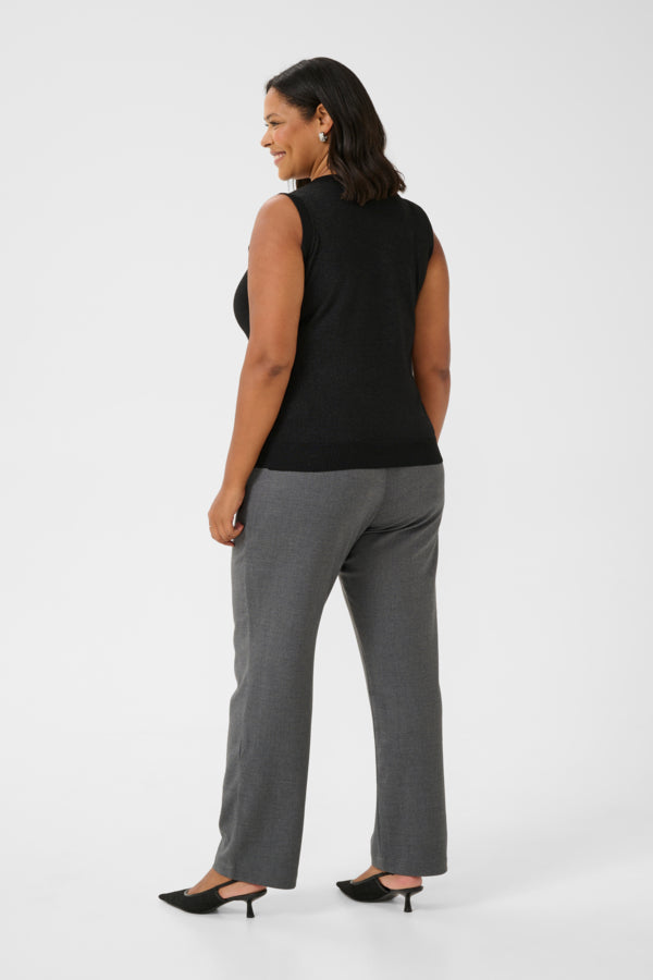 Kaffe Curve Black KCregitta Slipover finstrikket sort top med rund hals