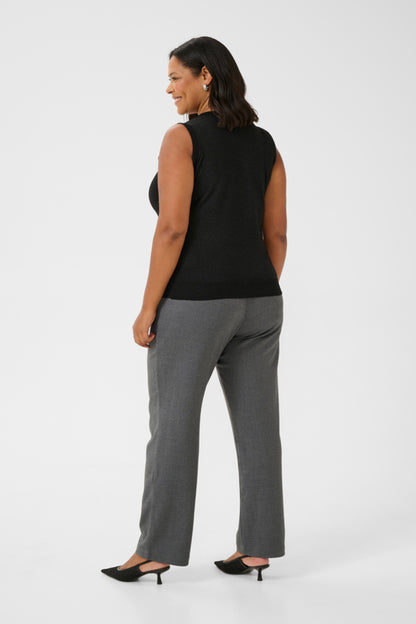 Kaffe Curve Black KCregitta Slipover finstrikket sort top med rund hals